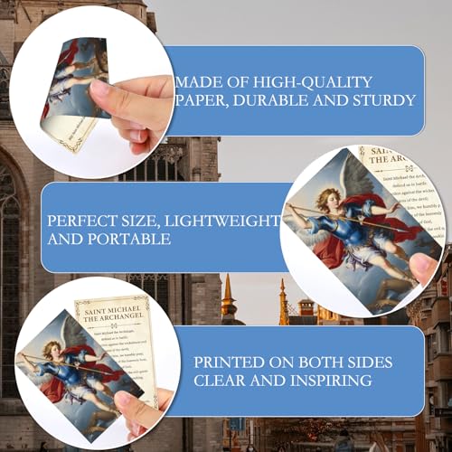 Saint Michael Catholic Prayer Cards 240 Pcs St Michael Holy Prayer Cards Gifts Scripture Religious Tracts Inspirational Christian Gift for Women Men Sunday School Bible Study 4 x 2.6 inches - style: Saint Michael