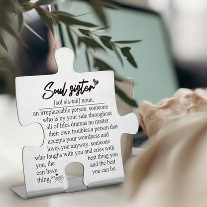 FOKCBOCM Soul Sister Birthday Gift For Her Soul Sister Gift Bestie Gift Thank You Gift for Women Friend Sister Cute Graduation Christmas Friendship Gift for Soul Sister Funny Office Desk Decor, (p1) - style: Soul Sister