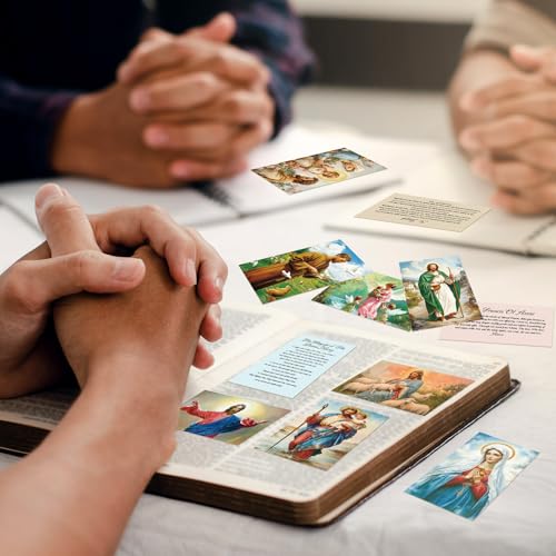 180 Pcs Catholic Mass Prayer Cards Assorted Holy Cards with Catholic Saints and Prayers Gifts for Women Men St Benedict, St Jude, Saint Christopher, Holy Family, Undoer of Knots, Divine Mercy