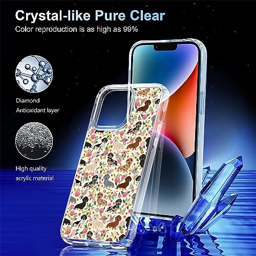Compatible with iPhone 15 Pro Case, Cute Dog Funny Dachshunds Dog Florals iPhone Case Clear Shockproof Slim Soft TPU Protective Case - color: Pattern-15, size: iPhone 15 Pro (6.1 inch)
