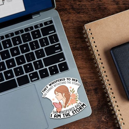 They Whispered to Her You Cannot Withstand The Storm Sticker 3Pcs Decals Vinyl Waterproof - Journaling Christian Jesus Sticker for Water Bottles, Phone Laptop - color: Holo Storm