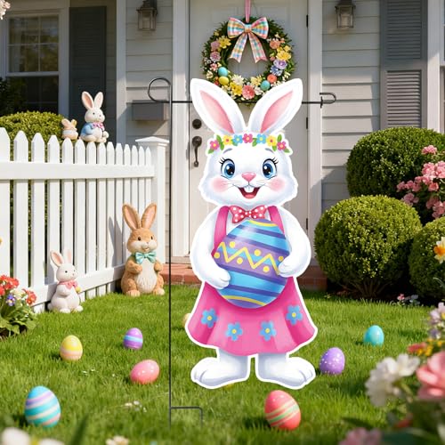 12 x 28 Inches Easter Bunny Garden Flag – Double-Sided Vertical Spring Yard Flag with Cute Bunny & Egg Design for Outdoor Garden, Porch, Lawn, and Easter Decorations