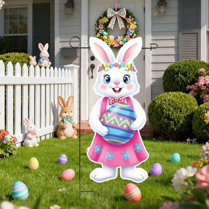12 x 28 Inches Easter Bunny Garden Flag – Double-Sided Vertical Spring Yard Flag with Cute Bunny & Egg Design for Outdoor Garden, Porch, Lawn, and Easter Decorations