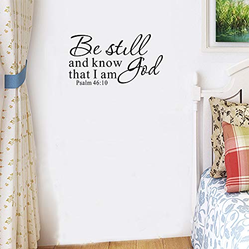 Be Still and Know That I am God Psalm 46:10 Wall Decal, Bible Scripture Vinyl Stickers, Removable Religious Art DIY Inspirational Quotes Sticker Mural for Bedroom Living Room Office Home Decoration