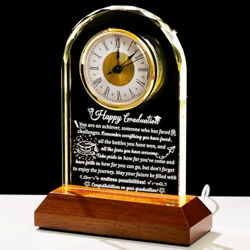 Arikyrist Glass Clock Graduation Gifts for Women Men Class of 2026 - color: Graduation