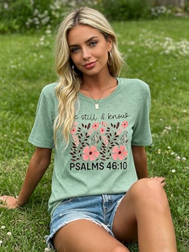 Christian Faith Shirts for Women Butterfly Daisy Graphic Casual T Shirts - color: Be-light Green, size: X-Large