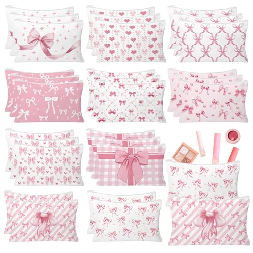 30pcs Pink Bow Makeup Bag Coquette Cosmetic Bags for Women - style: Bow