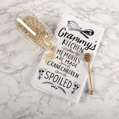 Primitives by Kathy Boho Cotton Kitchen Towel Set - Funny Sayings, Housewarming Gift, Fall Decor, 28"x28" - style: Grammy's Kitchen