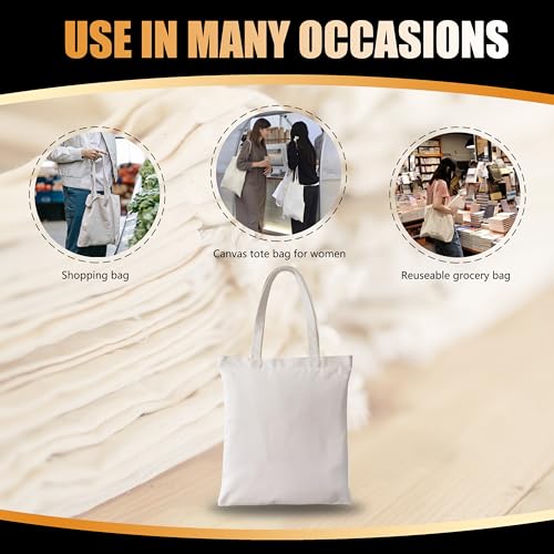 Canvas Zipper Tote - 14"x16" White Plain Canvas Tote Bag Set - color: 1pcs White, size: 14"x16"