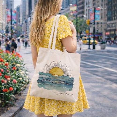 Christian Bible Verse Canvas Tote Bag, Reusable Shopping Bags, Shoulder Bag for Casual Vacation Shopping Work - color: Color12