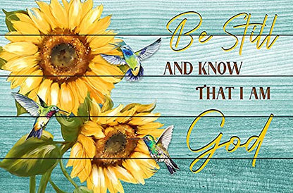 Bysincy 5D DIY Diamond Painting Kits for Adults Sunflower 12x16inch,Round Full Drill Resin Beads Diamond Art Dots Craft Set,Be Still and Know that I Am God - color: Sunflower