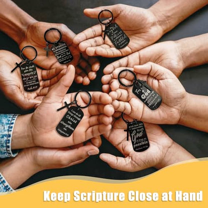 kilofly Christian Inspirational Bible Verse Keychain Gift Cross Charm - style: Faith-black-18