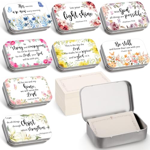 144 Pcs Prayer Box Set, 24 Tins, 120 Prayer Cards, Christian Gifts Bulk - style: Floral
