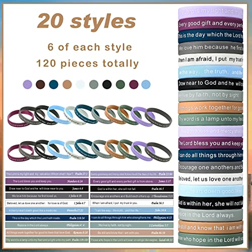 Estune 120 Pcs Bible Verse Bracelets Christian Wristbands, Light Color - color: Light Color