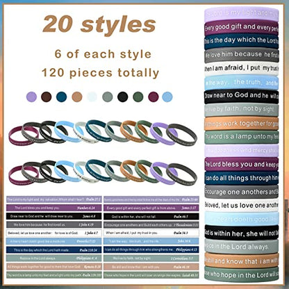 Estune 120 Pcs Bible Verse Bracelets Christian Wristbands, Light Color - color: Light Color