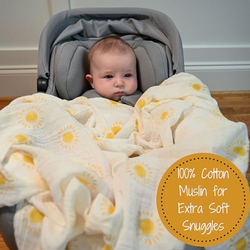 LollyBanks Muslin Swaddle Blanket, 47 x 47 in, Newborn Receiving Blanket - color: Beautiful Day