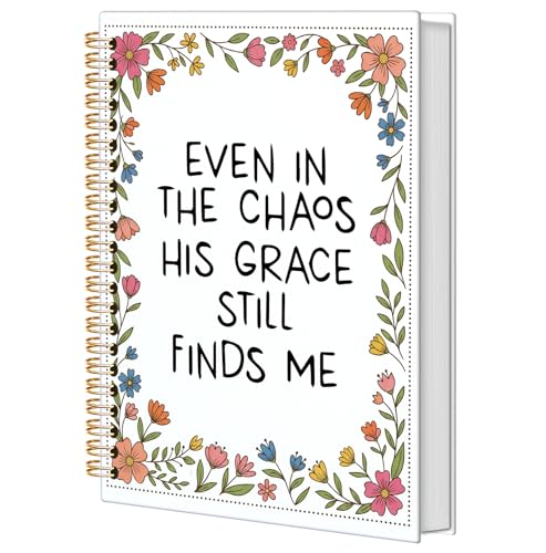 BNHJKFQZ Christian Floral Spiral Journal Notebook for Women, Even in the Chaos His Grace Still Finds Me Bible Verse Hardcover Notebook for Work Note Taking, Prayer Religious Journals for Writing - color: Bible-Christian flowers