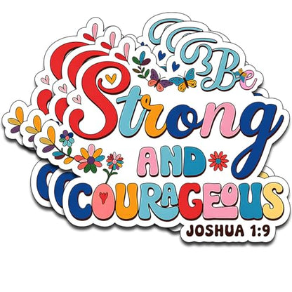 (3pcs) Be Strong and Be Courageous Bible Verse Sticker Christian Vinyl Waterproof Motivational Quote Sticker for Laptop Water Bottle Faith Scripture Stickers. Size 2.5" x 3" - color: Be Strong and Be Courageous