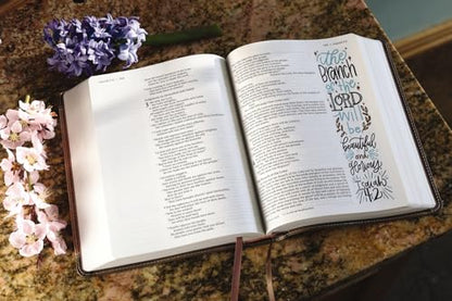 NIV, Beautiful Word Bible, Updated Edition, Peel/Stick Bible Tabs, Leathersoft, Brown/Pink, Red Letter, Comfort Print: 600+ Full-Color Illustrated Verses