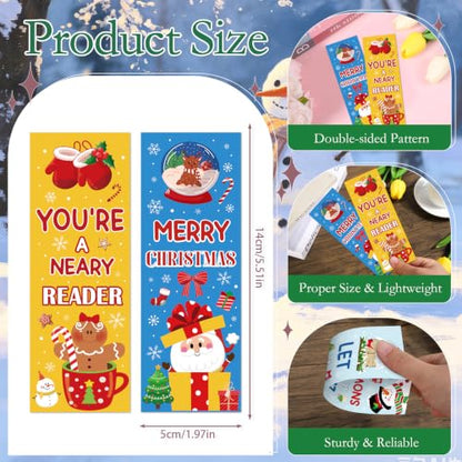 Wxiben 120 Pcs Christmas Bookmark Snowman Book Marks for Book Lovers - color: Christmas Snowman
