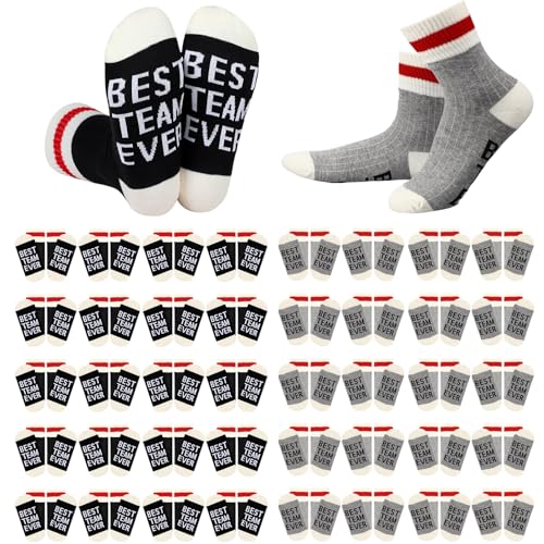 Glitopper 36 Pairs Best Team Ever Gift Socks Bulk for Employee - color: Black, Grey