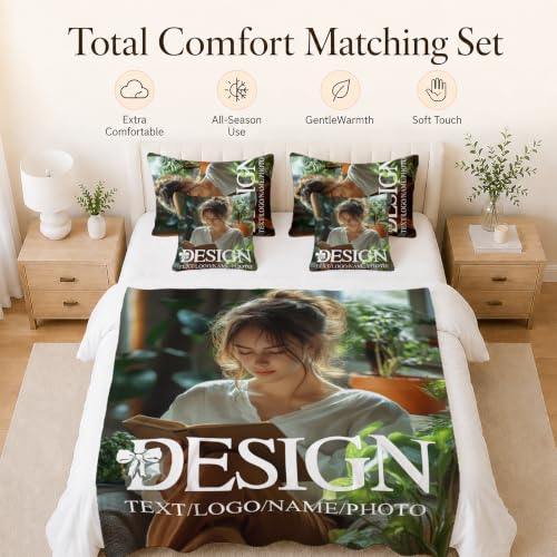 Blanlet Gift Personalized Photos Blankets, Cozy Soft Throw with Name - color: White