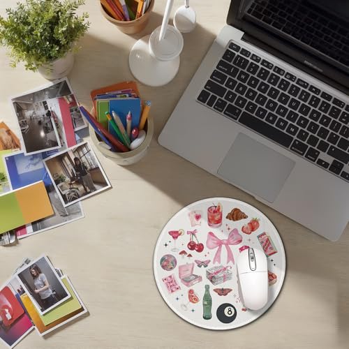 Coquette Pink Mouse Pad, Y2K Aesthetic Preppy Cute Girly Collage Mousepad for Desk Laptop Computer, Trendy Office Supplies Pink Desk Accessories,7.9x7.9,C070 - color: 15 Color