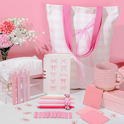 Reallnaive 25 Pcs Coquette Pink Bow Gift Set for Women Girl - color: Pink, style: Bow Tie