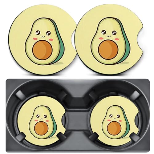 2 Pack Avocado Car Coasters for Cup Holders,Neoprene Anti Slip Mat - color: Avocado