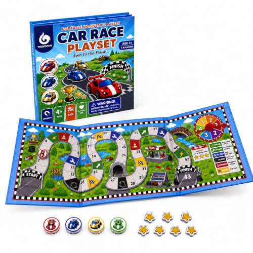 TRAVOFUN Magnetic Car Race Game | Travel Games for Kids Ages 4-8 - style: Car Race Game