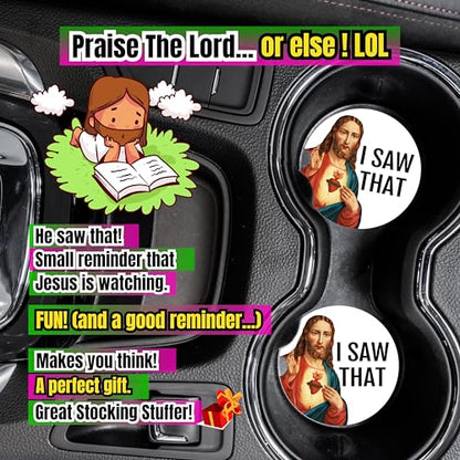 Jesus Car Coasters for Cup Holders, Funny Car Accessories, Jesus Gift