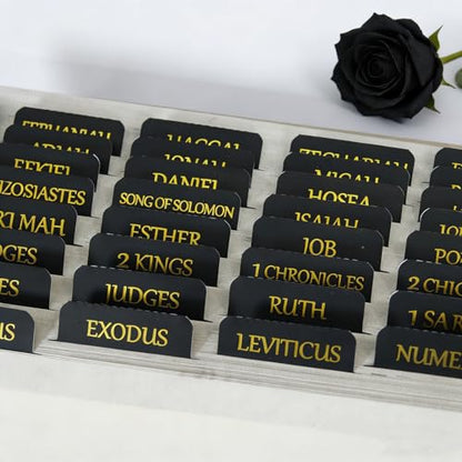 Vorscrin-Laminated Bible Tabs for Women and Men, Gold Foil Lettering Design, Reposition and Large Print Stickers, Bible Study Supplies, 75 Chapters Labels for Easy Navigation(Black) - color: Black
