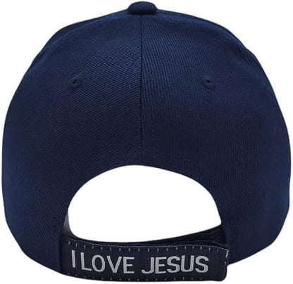 Black Duck Brand 3D Jesus is The Key Embroidered Jesus Christian Ball Cap - color: Navy Blue