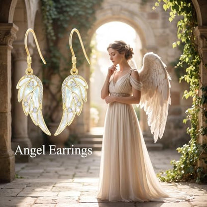 ONEFINITY Angel Wings Earring for Women Feather Wing Earring Angel Jewelry - color: gold