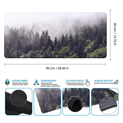 iCasso Extended Gaming Mouse Pad,35.4 x 15.7in Desk Pad, Forest - color: Forest