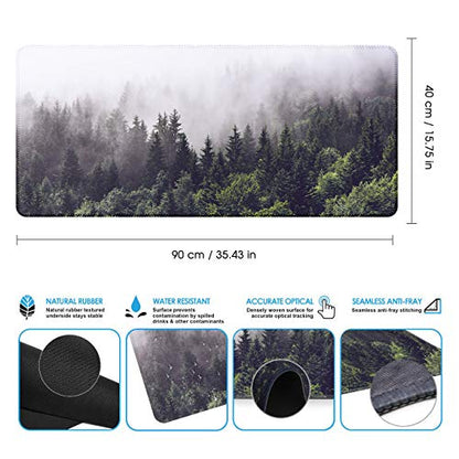 iCasso Extended Gaming Mouse Pad,35.4 x 15.7in Desk Pad, Forest - color: Forest