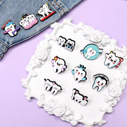 Cute Pins Bulk, Funny Lapel Badge Pins Rubber Brooch Pins for Backpacks, Hats, Bags - style: Tooth-20PCS
