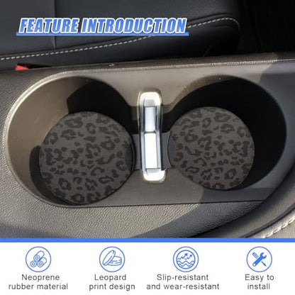 Leopard Print Car Cup Holder Coasters, 2.77'' Drink Cup Mat, No.13 - size: No.13
