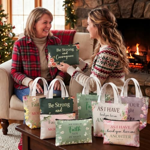 24 Pcs Christmas Christian Gift Bible Verse Tote Bag - style: Morandi