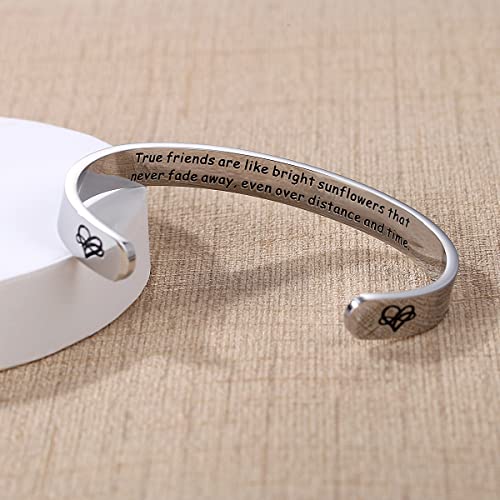 TONY & SANDY Cuff Bracelets for Women Teen Girls Best Friend Sister Mom Daughter Granddaughter Easter Birthday Mother's Day Christmas Stocking Stuffers for Teen Girls Women Jewelry - style: 0 - Friend Gifts - True friends are like bright sunflowers that n