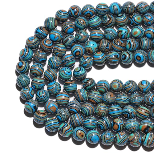 6mm Natural Blue Malachite Gemstone Beads Polished Round Smooth Stone Beads for Bracelets Jewelry Making 15inch Loose Beads - color: Blue Malachite, size: 6mm