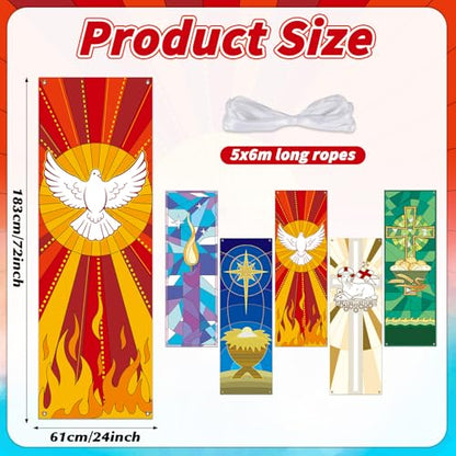 5 PCS Religious Church Banners Church Banners for Sanctuary Wall Welcome Religious Praise Hanging Sign Decorations for Holiday Churches Sunday School Decor Supplies 2 x 6 ft