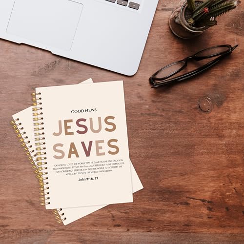 KAOWT Boho Christian Notebook Journal, Religious Bible Notebooks for Note Taking, Christian Gifts for Women, Prayer Scripture Journal, Jesus Saves Hardcover Spiral Notebook 5.5x8.3in - color: notbook bible-John 3