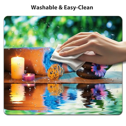Candles Meditation Stones Mouse Pad, Culture Inspiration Desk Mat - color: Cute Colorful Art Rec14
