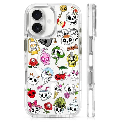 for iPhone 17 Case [Compatible with Magsafe],Girls Women Clear Magnetic Case Silicone Shockproof Protective Cover with Pattern Aesthetics Skull Skeleton - color: Aesthetics Skull Skeleton, size: iPhone 17