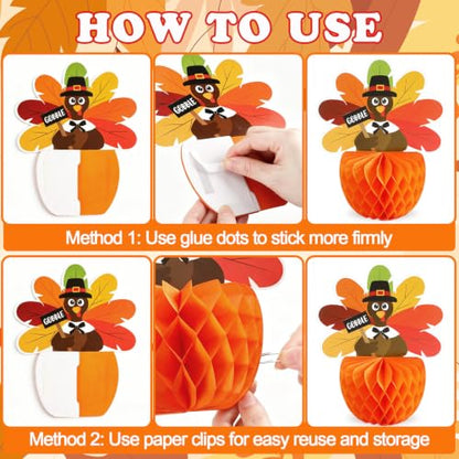 6Pcs Fall Table Honeycomb Centerpieces Thanksgiving Home Decor - style: Fall Style