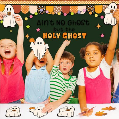 Mooliwe 141 Pcs Halloween Fall Bulletin Board Decor Set Christian Ghost - style: Halloween
