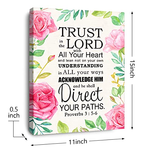 OTINGQD Trust in The Lord Proverbs 3:5-6 Canvas Wall Art,Bible Verse Scripture Canvas Painting Prints for Christian Home Bedroom Office Church Religious Wall Decor - color: Proverbs 3:5-6