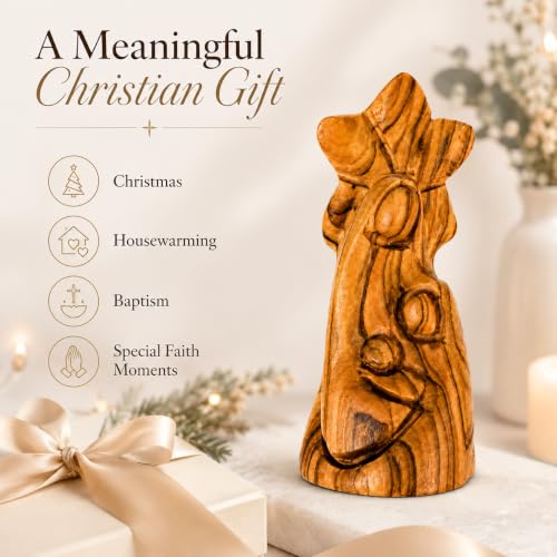 Zuluf Mini Olive Wood Holy Family Jesus Figurine Nativity Statue 4.1in