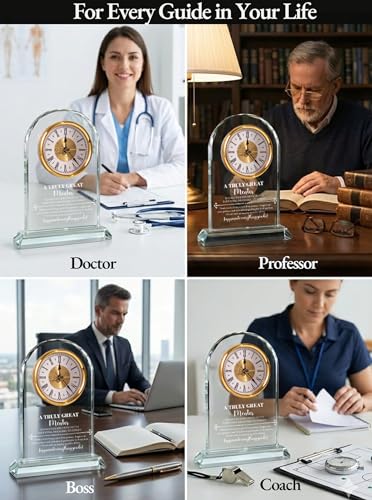 Mentor Gifts for Women Men, Thank You Appreciation Elegant Glass Clock - color: Mentor Gift